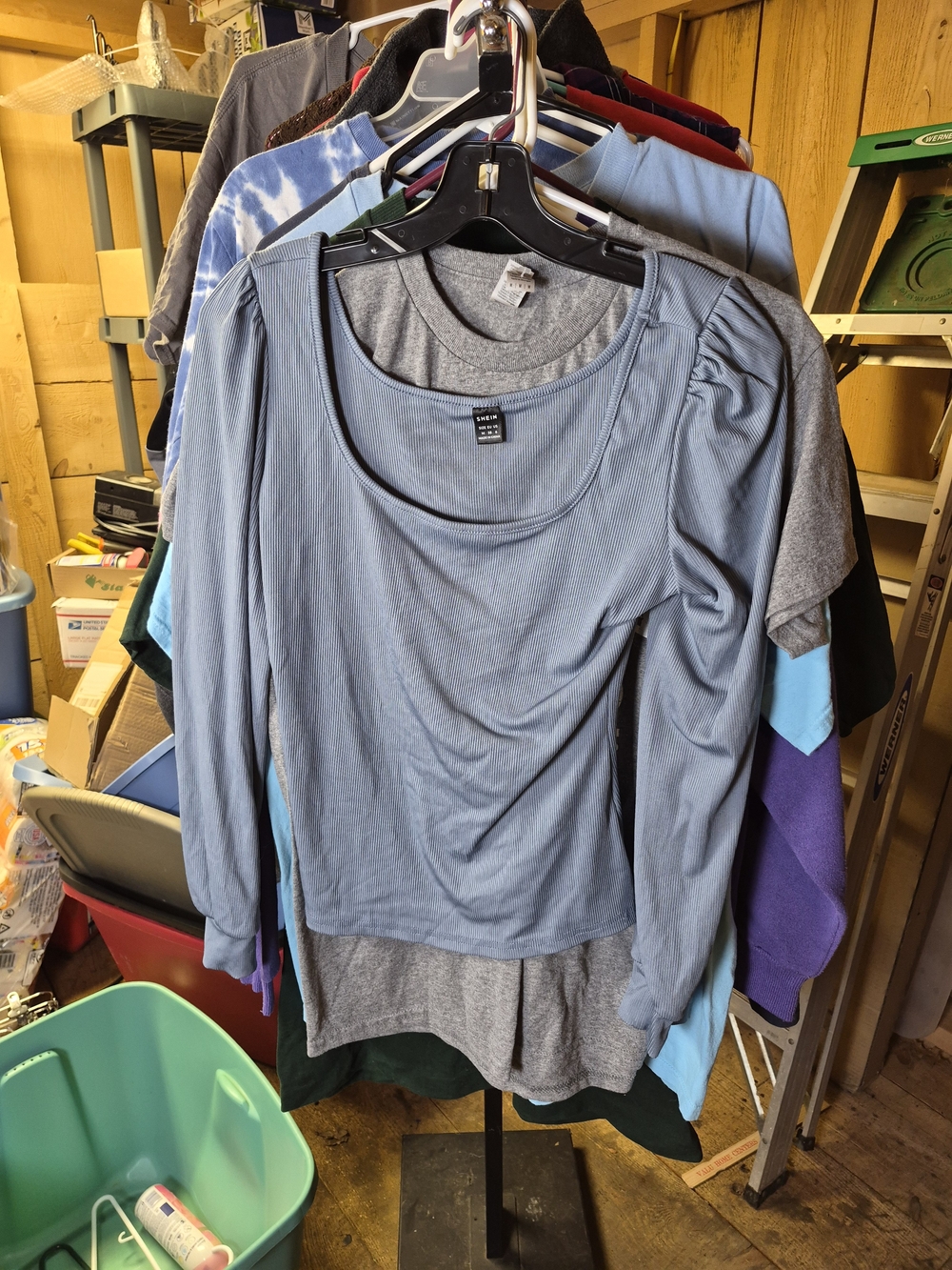 SHEIN Light Blue Long-Sleeve Scoop Neck Top Bin 63